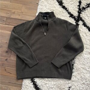 Calvin Klein Men's Dark Gray Half-Zip Sweater